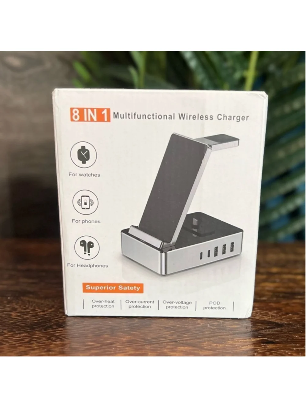 8 in 1 Multifunctional Wireless Charger in Black. New in Box!